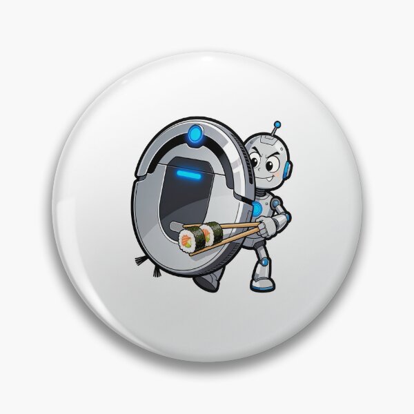Item preview, Robot Vacuum Hiding from Sushi – Funny Chase with Chopsticks Cartoon Art designed and sold by OksArtStudio.