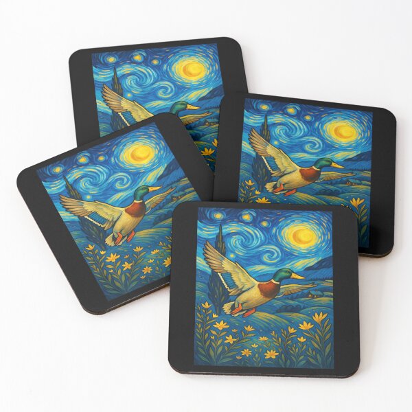 Item preview, Starry Night Mallard Duck Van Gogh Style Hunting Farmer Farm  designed and sold by Littermin.