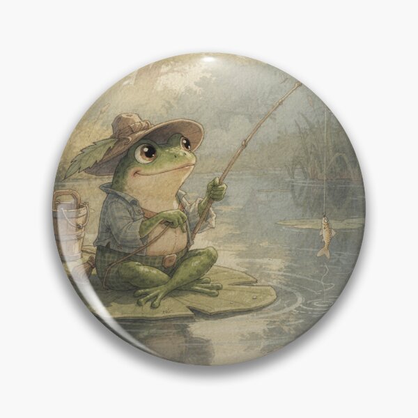 Item preview, Frog Fisherman on a Lily Pad designed and sold by PictorialWhimsy.