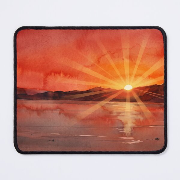 Item preview, Fiery Sunset Over Toulon Harbour — Digital Watercolor Transformation from Real Photography by M.A.L.K designed and sold by M.ALK.Watercolor.