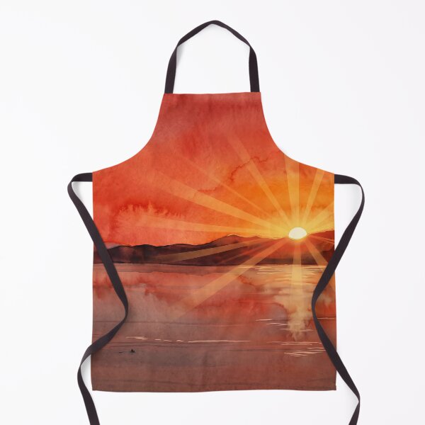 Item preview, Fiery Sunset Over Toulon Harbour — Digital Watercolor Transformation from Real Photography by M.A.L.K designed and sold by M.ALK.Watercolor.