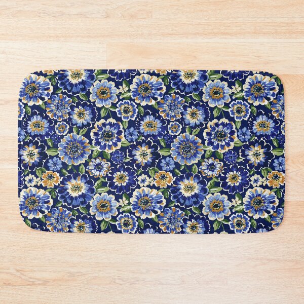Item preview, Vintage Blue And Gold Floral Textile Pattern designed and sold by igraphixart.