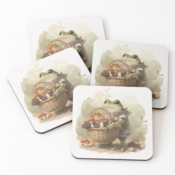 Item preview, Frog Forager With an Overflowing Mushroom Basket designed and sold by PictorialWhimsy.