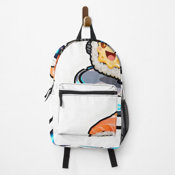 Item preview, Happy Robot Vacuum Hugging Sushi Roll – Cute Cartoon Moving Scene Art designed and sold by OksArtStudio.
