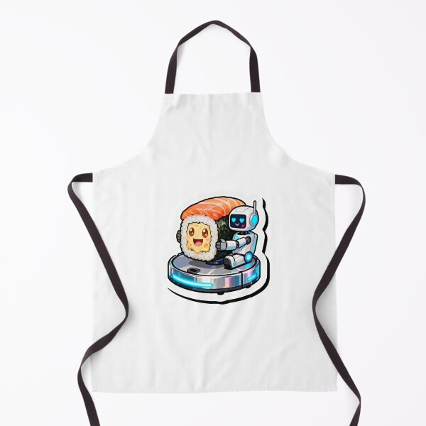 Item preview, Happy Robot Vacuum Hugging Sushi Roll – Cute Cartoon Moving Scene Art designed and sold by OksArtStudio.