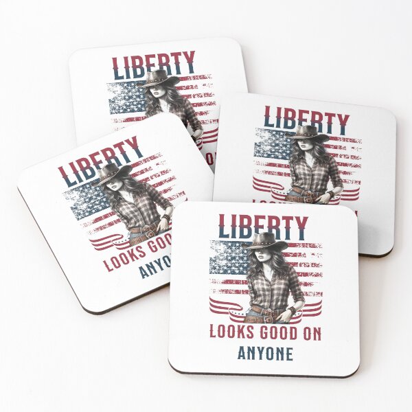Item preview, Liberty Looks Good on Anyone Americana Cowgirl Independence Day designed and sold by CurlyDogDesigns.