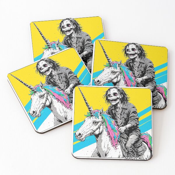 Item preview, Magically Zombie Riding Rainbow Unicorn Horror Art designed and sold by ChaoticZenStudio.
