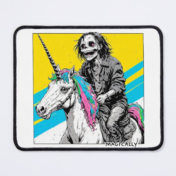 Item preview, Magically Zombie Riding Rainbow Unicorn Horror Art designed and sold by ChaoticZenStudio.