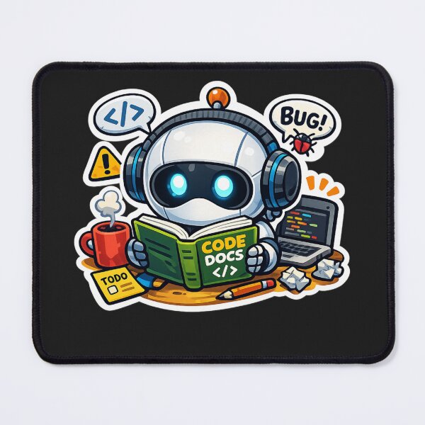 Item preview, Cute Robot Studying Code Docs Design designed and sold by Danisrin Finds.