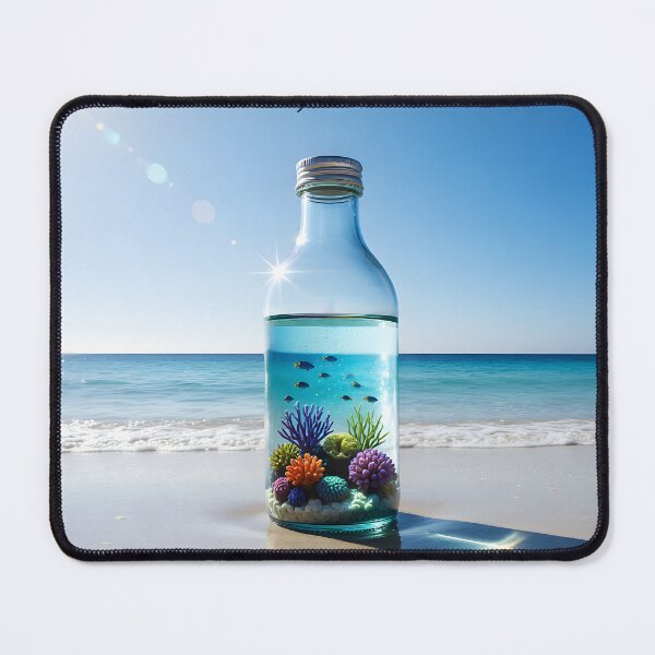 Item preview, Save Oceans Concept Art: Message in a Bottle with Coral Reef on Clear Beach designed and sold by Creative-RE.