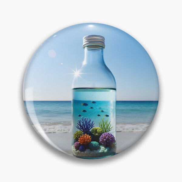 Item preview, Save Oceans Concept Art: Message in a Bottle with Coral Reef on Clear Beach designed and sold by Creative-RE.