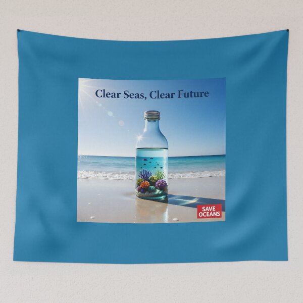 Item preview, Save Oceans Concept Art: Message in a Bottle with Coral Reef on Clear Beach designed and sold by Creative-RE.
