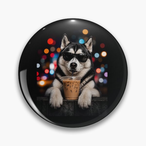 Item preview, Husky Drinking Iced Coffee designed and sold by zoes-ink.