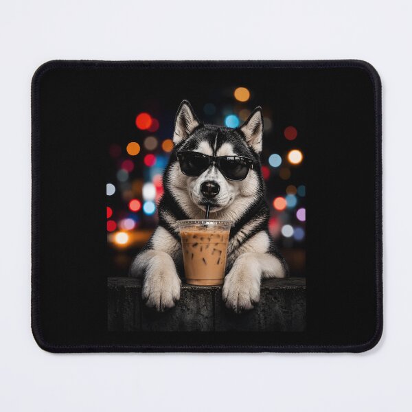 Item preview, Husky Drinking Iced Coffee designed and sold by zoes-ink.