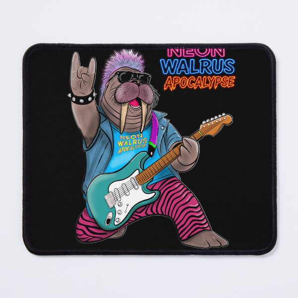 Item preview, Neon Walrus Apocalypse Guitarist | Rock & Blues Cartoon Musician designed and sold by Top Dog Tees.