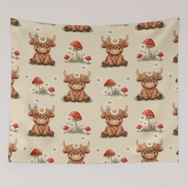 Item preview, Cute Highland Cow Nursery Pattern designed and sold by MegaNovaArt.