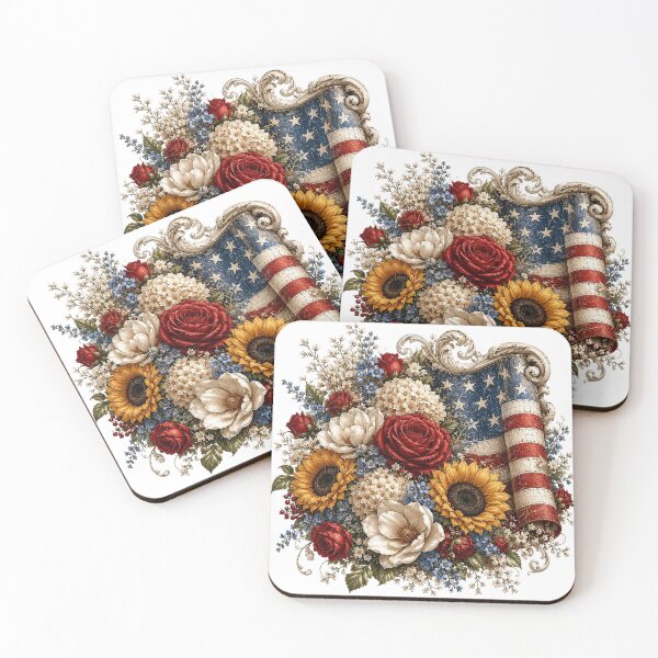Item preview, Patriotic Floral American Flag designed and sold by PetalGarden.