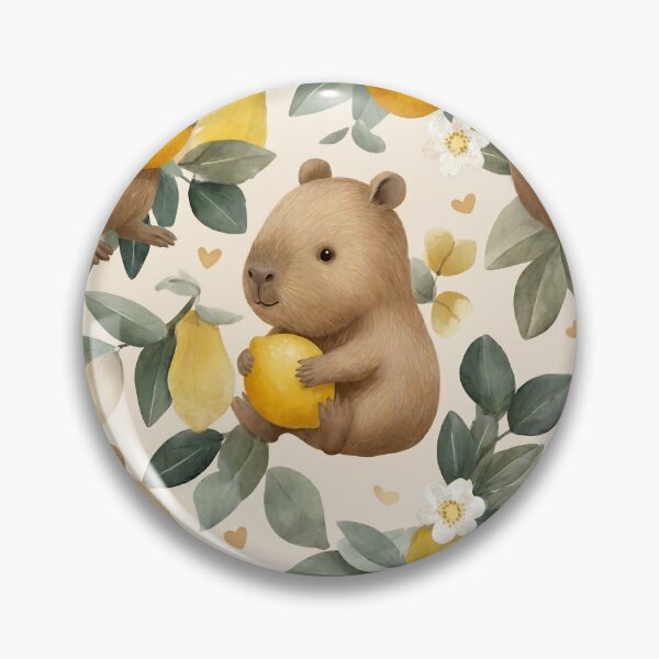 Item preview, Lemon Capybara Nursery Watercolor Pattern designed and sold by MegaNovaArt.