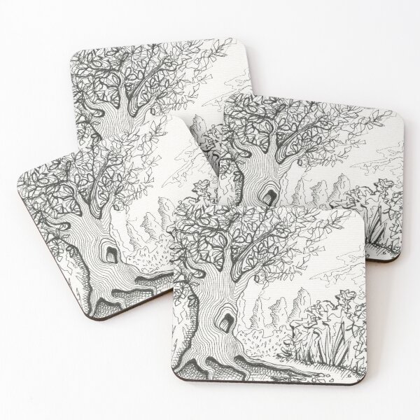 Item preview, The Enchanted Oak – Whimsical Forest Tree Hollow Line Art designed and sold by Cass Harker Studio.