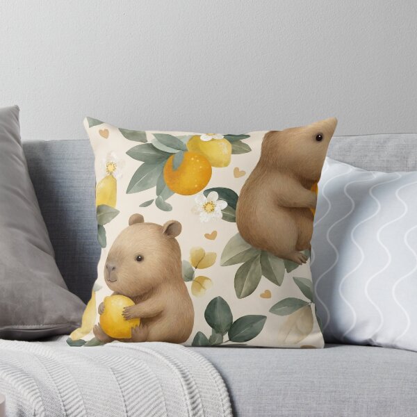 Item preview, Lemon Capybara Nursery Watercolor Pattern designed and sold by MegaNovaArt.