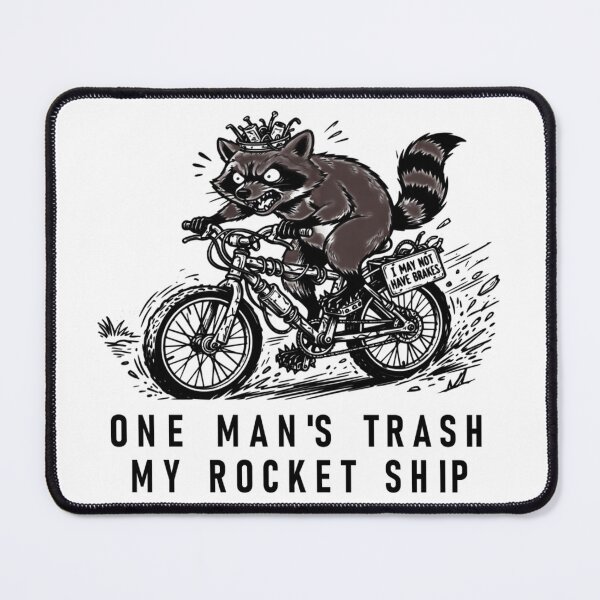 Item preview, One Mans Trash My Rocket Ship Raccoon Garbage Bike T-Shirt designed and sold by The Bold Line Studio.