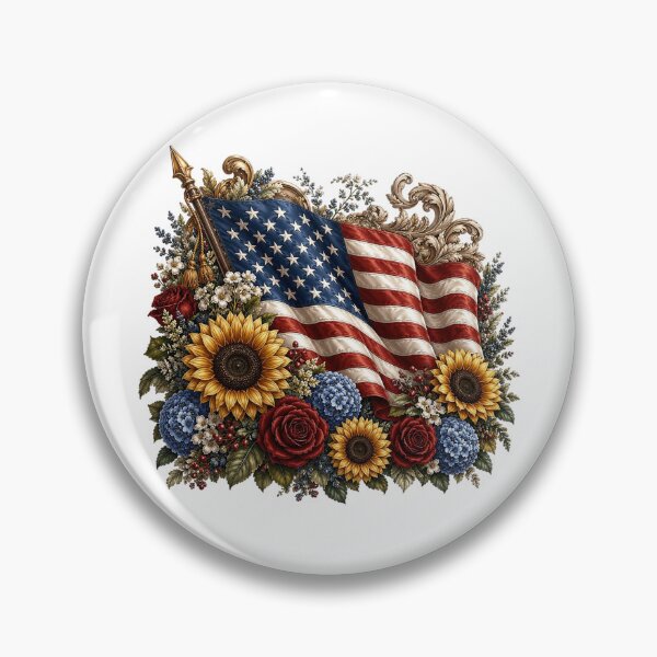 Item preview, Vintage Americana Flowers and Flag designed and sold by PetalGarden.
