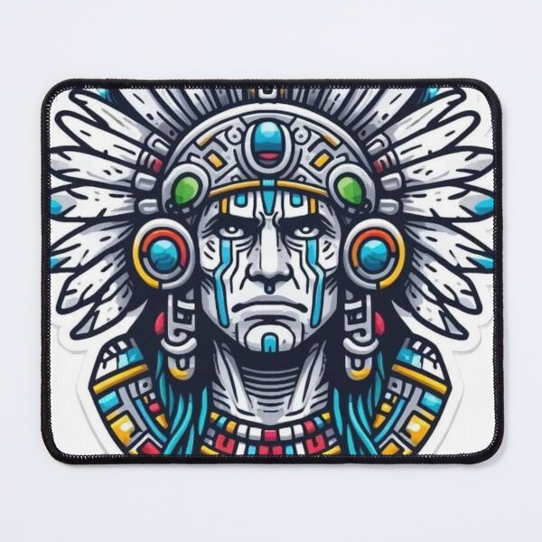 Item preview, Neo-Aztec Warrior Chief Sticker ! Tribal Mayan Chieftain Vector Art ! Ancient Indigenous Warrior - Detailed Mascot Design designed and sold by Ulikedigital14.