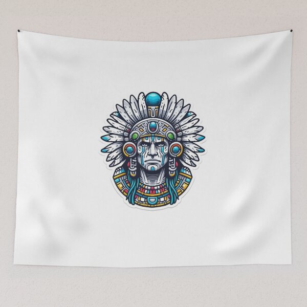 Item preview, Neo-Aztec Warrior Chief Sticker ! Tribal Mayan Chieftain Vector Art ! Ancient Indigenous Warrior - Detailed Mascot Design designed and sold by Ulikedigital14.