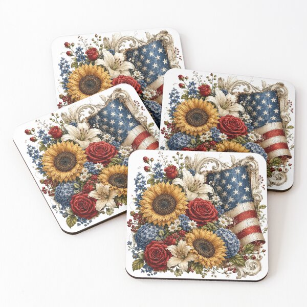 Item preview, Vintage Floral American Flag designed and sold by PetalGarden.