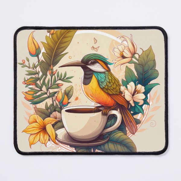 Item preview, coffeholic bird with a cup of coffe exotic vibes designed and sold by Anna Sacha.