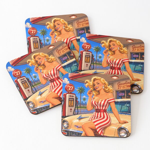 Item preview, 8-Bit Retro Gas Station Girl - Vintage Car Pixel Art Gaming Aesthetic designed and sold by Ivory Code.