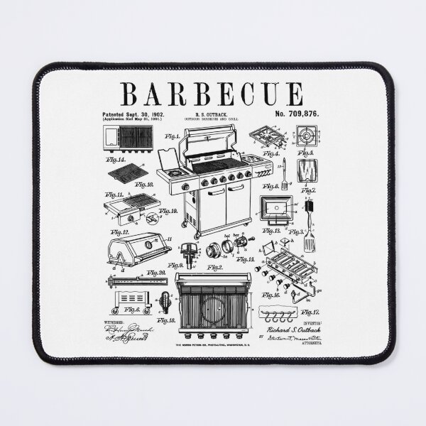 Item preview, BBQ Barbecue Grill Cook Grilling Chef Vintage Patent Print designed and sold by GrandeDuc.