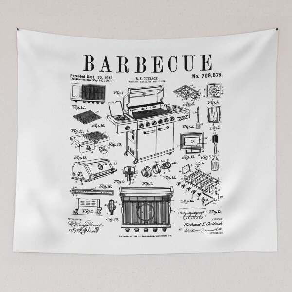 Item preview, BBQ Barbecue Grill Cook Grilling Chef Vintage Patent Print designed and sold by GrandeDuc.