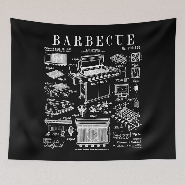 Item preview, BBQ Barbecue Grill Cook Grilling Chef Vintage Patent Print designed and sold by GrandeDuc.