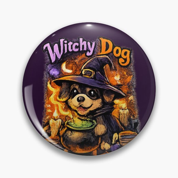 Item preview, Witchy Dog Halloween Art | Cute Witch Puppy Sticker designed and sold by PoojaArtLab.