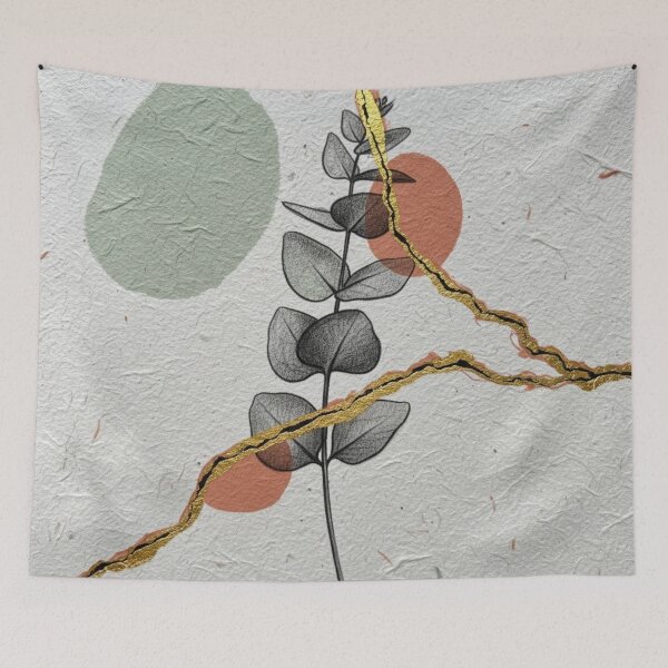 Item preview, Eucalyptus Kintsugi Botanical Abstract Art designed and sold by TheDenimArt.