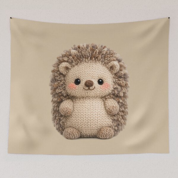 Item preview, Cute Knitted Hedgehog | Kawaii Cottagecore Animal Plush Art designed and sold by PopCulturePixel.