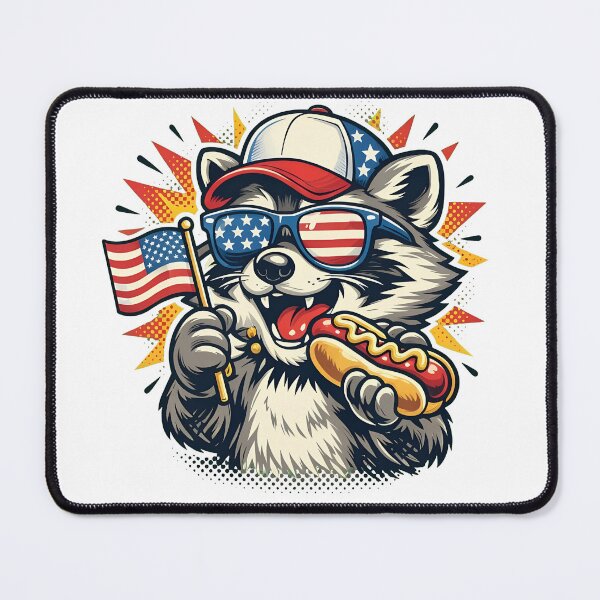 Item preview, Patriotic Raccoon Eating Hotdog Flag Day Gear designed and sold by StranHabesre51.