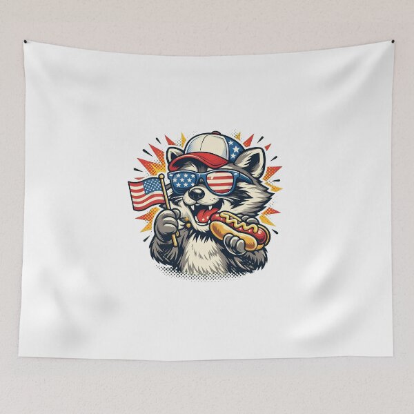 Item preview, Patriotic Raccoon Eating Hotdog Flag Day Gear designed and sold by StranHabesre51.