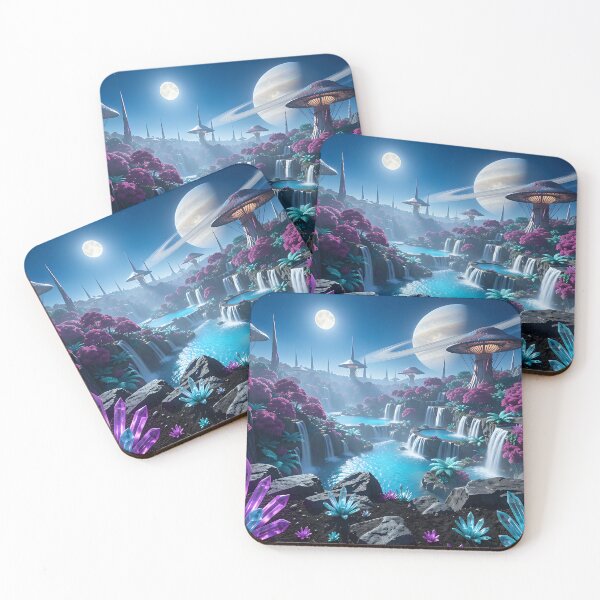 Item preview, Crystalline paradise on a distant alien planet - a sci-fi dreamscape designed and sold by VoidVeilStudio.