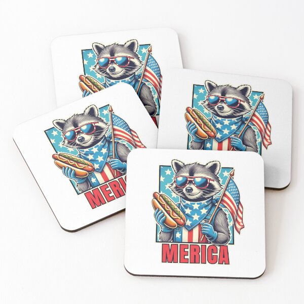 Item preview, Patriotic Raccoon Hot Dog Cookout Illustration designed and sold by StranHabesre51.