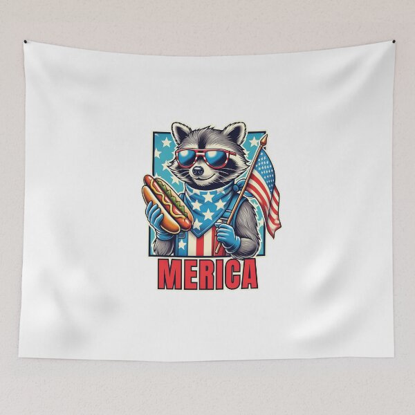 Item preview, Patriotic Raccoon Hot Dog Cookout Illustration designed and sold by StranHabesre51.