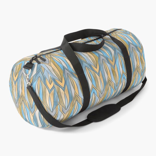Item preview, Art Deco Leaves in Blue Grey Ochre and Gold  designed and sold by micklyn.