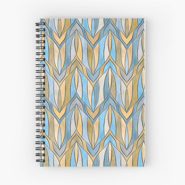 Item preview, Art Deco Leaves in Blue Grey Ochre and Gold  designed and sold by micklyn.