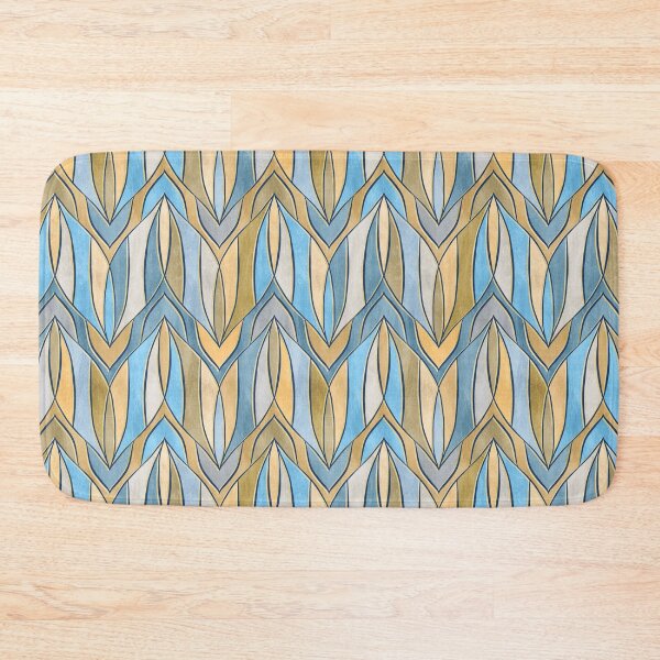 Item preview, Art Deco Leaves in Blue Grey Ochre and Gold  designed and sold by micklyn.