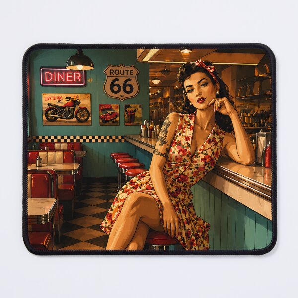 Item preview, Route 66 Diner Queen - Retro Gaming Aesthetic & Vintage Americana Art designed and sold by Ivory Code.
