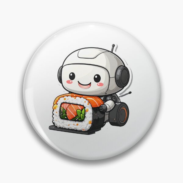 Item preview, Delicious Sushi Roll with Salmon – Cute Happy Robot Hugging Japanese Food designed and sold by OksArtStudio.