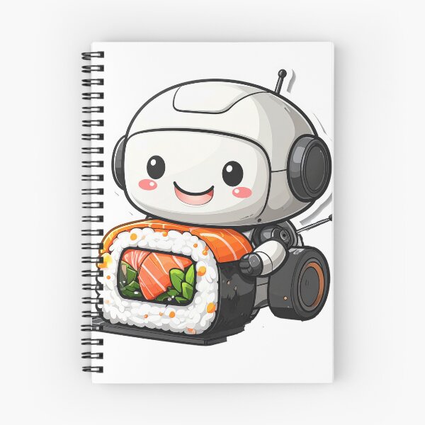 Item preview, Delicious Sushi Roll with Salmon – Cute Happy Robot Hugging Japanese Food designed and sold by OksArtStudio.