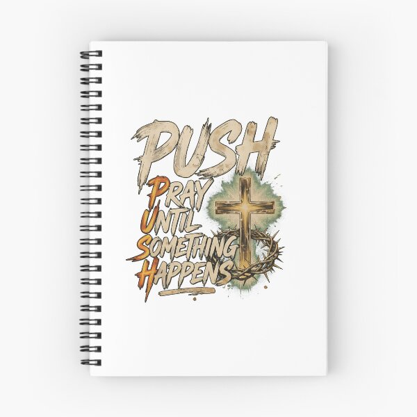 Item preview, Push Pray Until Something Happens Retro Christian Cross designed and sold by cass-vale-lab.