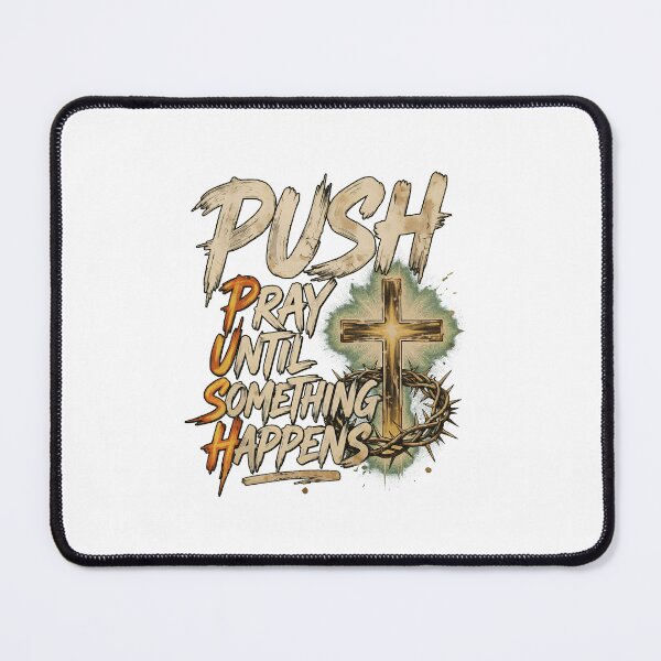 Item preview, Push Pray Until Something Happens Retro Christian Cross designed and sold by cass-vale-lab.